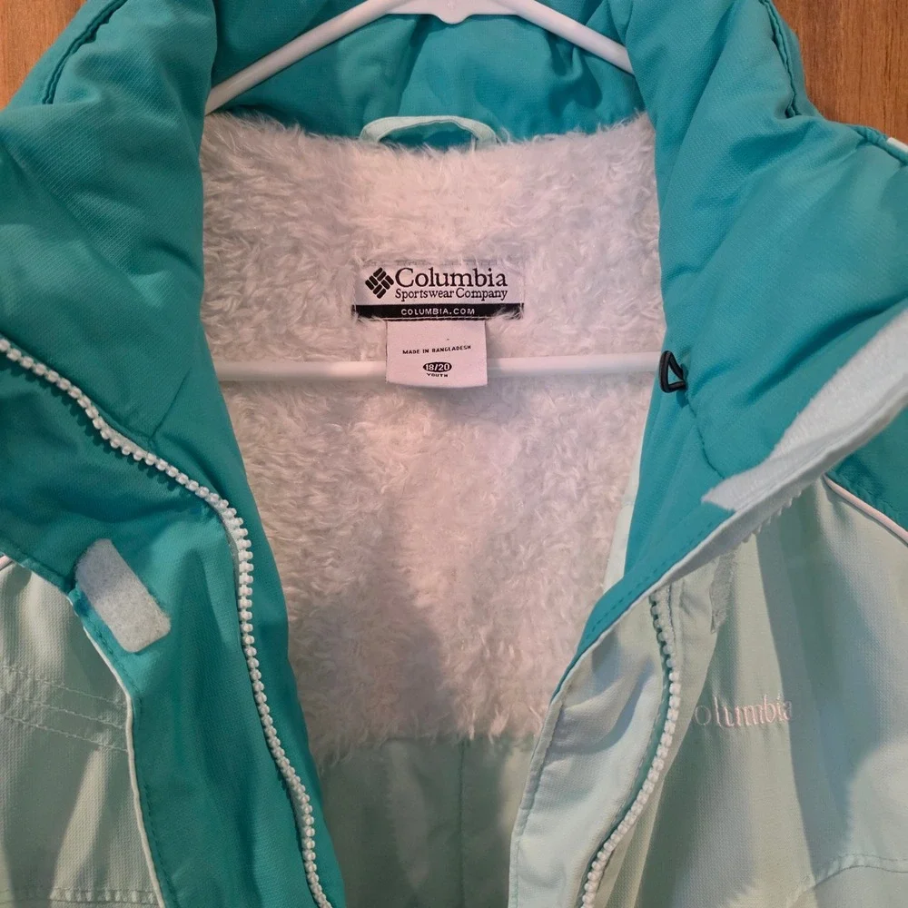 Columbia Winter Jacket Kids Size 18/20 Blue Excellent‎ Fleece Lined Snow Coat